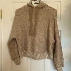 Beige oversized sweatshirt with hood